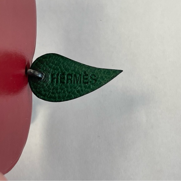 Hermes Bag Charm Leather Apple on Silver-tone Chain - Preloved - Picture 9 of 14